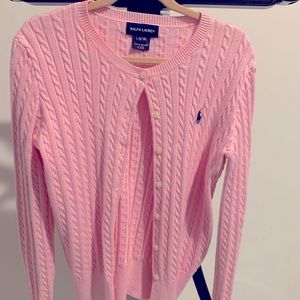 Pink Cable Knit Ralph Lauren Cardigan